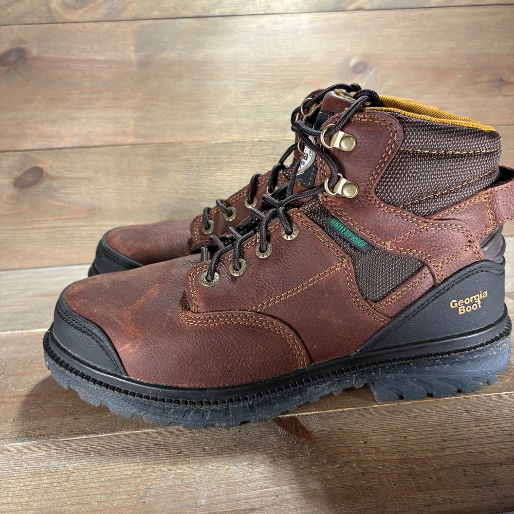 Georgia Boot Zero Drag Mens size 10.5 shoes Brown steel toe Waterproof work boot